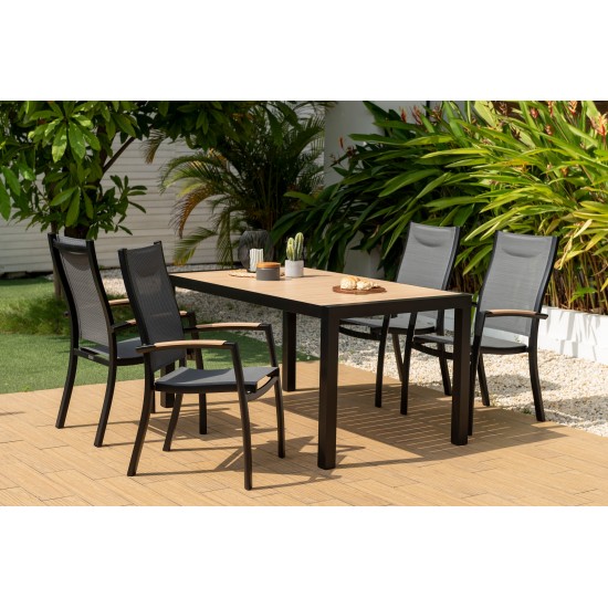 Panama Outdoor 5 Piece Black Aluminum Dining Set