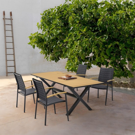 Paseo & Portals Outdoor 5 Piece Black Aluminum Dining Set