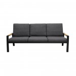 Panama Outdoor 4 Piece Black Aluminum Sofa Seating Set with Dark Grey Olefin