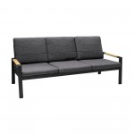 Panama Outdoor 4 Piece Black Aluminum Sofa Seating Set with Dark Grey Olefin