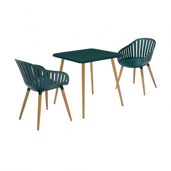 Nassau Outdoor 3 Piece Green Eucalyptus Dining Set