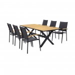 Paseo & Portals Outdoor 7 Piece Black Aluminum Dining Set