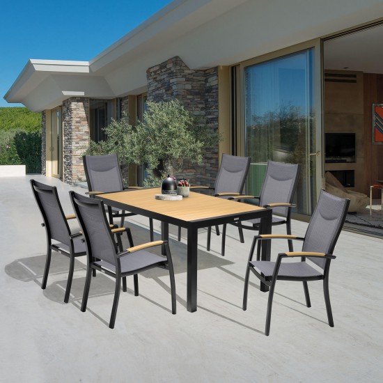 Panama Outdoor 7 Piece Black Aluminum Dining Set