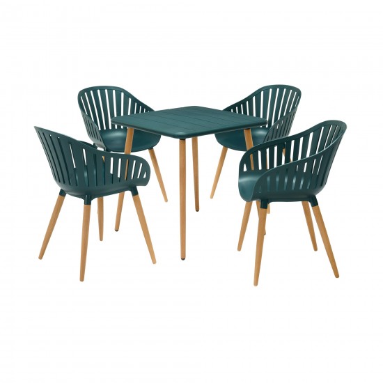 Nassau Outdoor 5 Piece Green Eucalyptus Dining Set