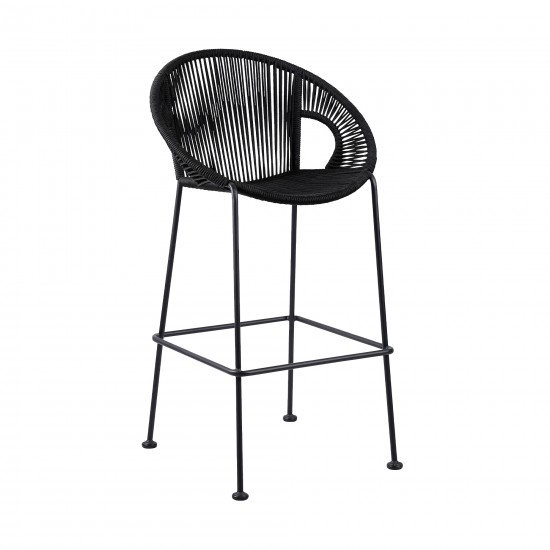 Acapulco 30" Indoor Outdoor Steel Bar Stool with Black Rope