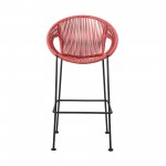 Acapulco 26" Indoor Outdoor Steel Bar Stool with Brick Red Rope
