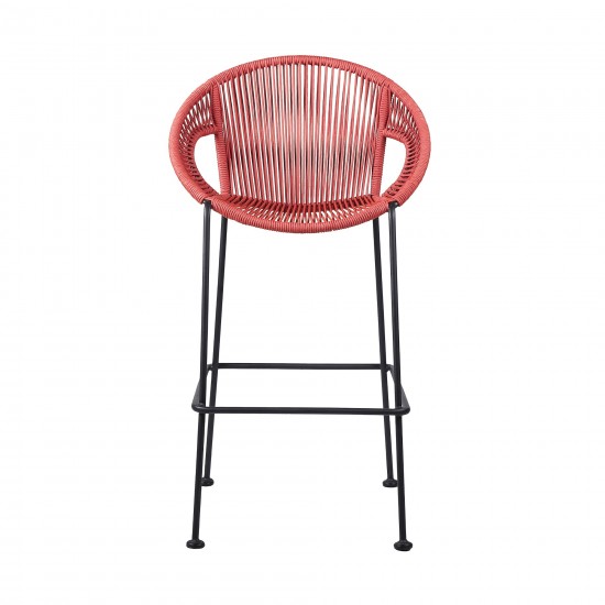 Acapulco 26" Indoor Outdoor Steel Bar Stool with Brick Red Rope