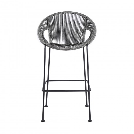 Acapulco 26" Indoor Outdoor Steel Bar Stool with Grey Rope