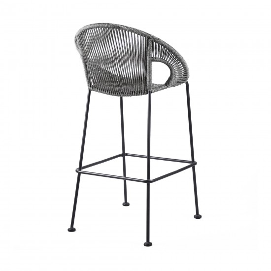 Acapulco 26" Indoor Outdoor Steel Bar Stool with Grey Rope