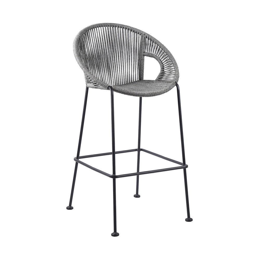 Acapulco 30" Indoor Outdoor Steel Bar Stool with Grey Rope