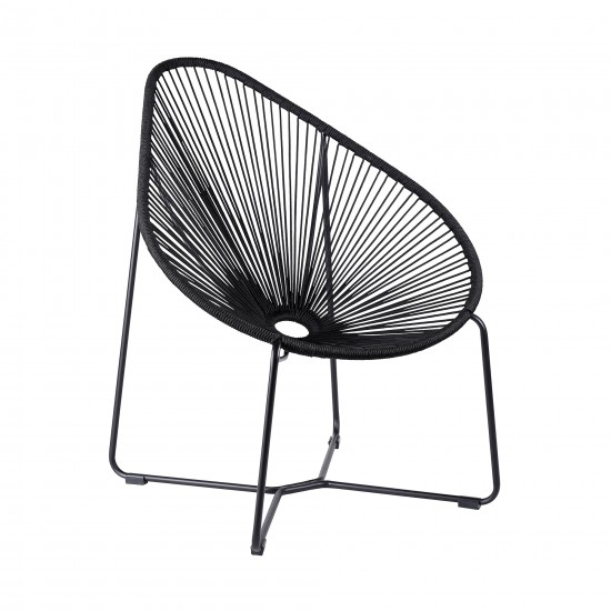 Acapulco Indoor Outdoor Steel Papasan Lounge Chair with Black Rope