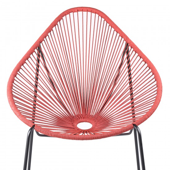 Acapulco Indoor Outdoor Steel Papasan Lounge Chair with Brick Red Rope