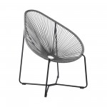 Acapulco Indoor Outdoor Steel Papasan Lounge Chair with Grey Rope