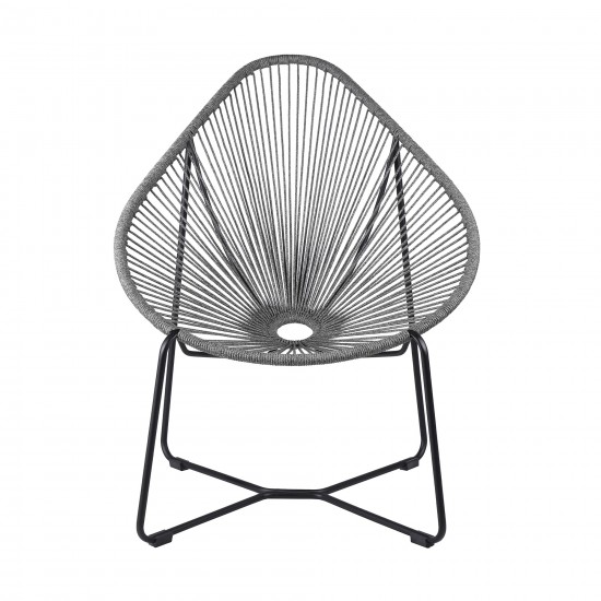 Acapulco Indoor Outdoor Steel Papasan Lounge Chair with Grey Rope