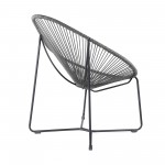 Acapulco Indoor Outdoor Steel Papasan Lounge Chair with Grey Rope