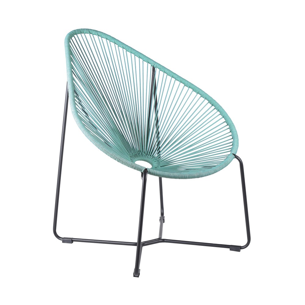 Acapulco Indoor Outdoor Steel Papasan Lounge Chair with Wasabi Rope