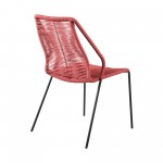 Clip Indoor Outdoor Stackable Steel Dining Chair with Brick Red Rope - Set of 2