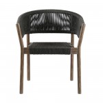 Doris Indoor Dining Chair in Light Eucalyptus Wood with Charcoal Rope - Set of 2