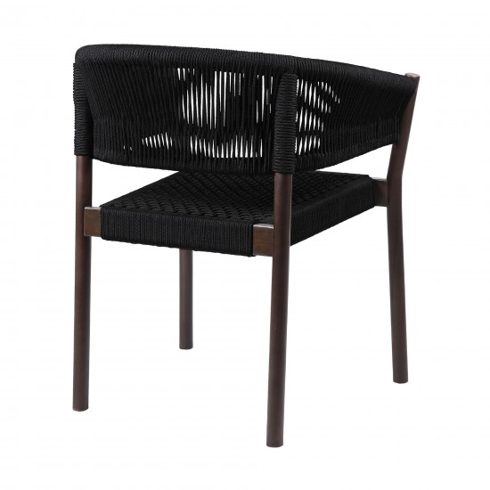 Doris Indoor Dining Chair in Dark Eucalyptus Wood with Black Rope - Set of 2