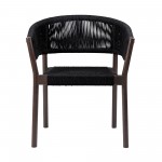 Doris Indoor Dining Chair in Dark Eucalyptus Wood with Black Rope - Set of 2