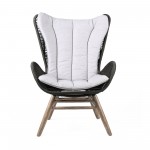 King Indoor Lounge Chair in Light Eucalyptus Wood with Truffle and Grey Cushion