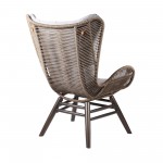 King Indoor Lounge Chair in Dark Eucalyptus Wood with Truffle and Grey Cushion