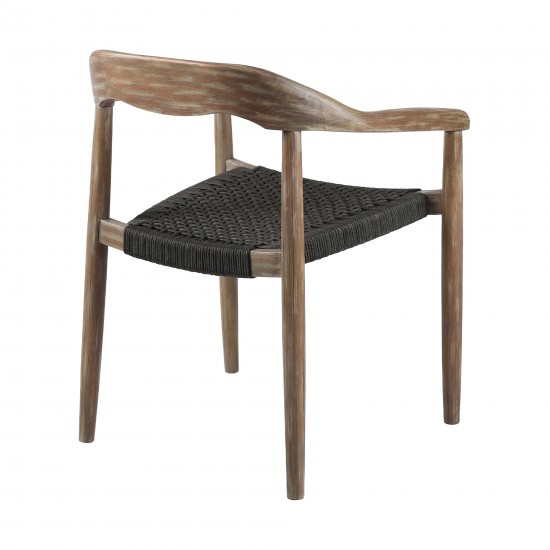Santo Indoor Stackable Dining Chair in Eucalyptus Wood with Charcoal - Set of 2