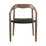 Santo Indoor Stackable Dining Chair in Eucalyptus Wood with Charcoal - Set of 2