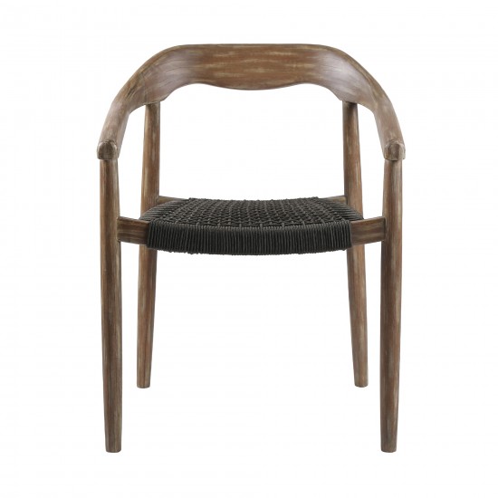 Santo Indoor Stackable Dining Chair in Eucalyptus Wood with Charcoal - Set of 2