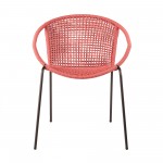 Snack Indoor Stackable Steel Dining Chair with Brick Red Rope - Set of 2