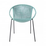 Snack Indoor Outdoor Stackable Steel Dining Chair with Wasabi Rope - Set of 2