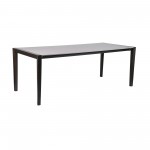 Indoor 7 Piece Dining Set in Dark Wood with Superstone and Red Rope