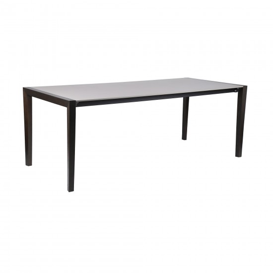 Indoor 7 Piece Dining Set in Dark Wood with Superstone and Red Rope