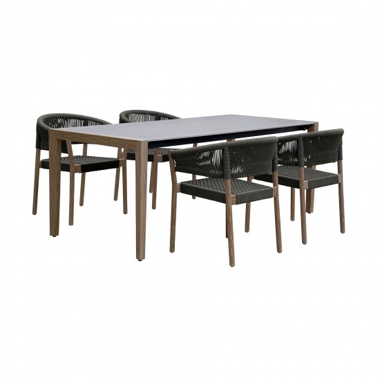 Fineline and Doris Indoor 5 Piece Dining Set in Light Eucalyptus Wood