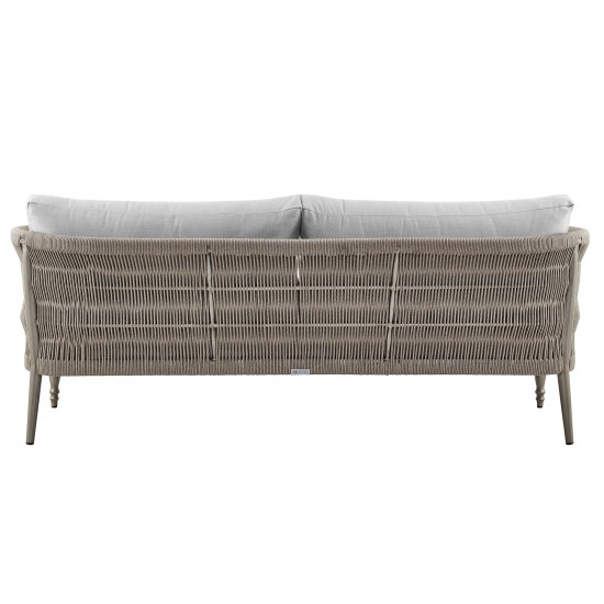 Safari 4 Piece Outdoor Aluminum and Rope Seating Set with Grey Cushions