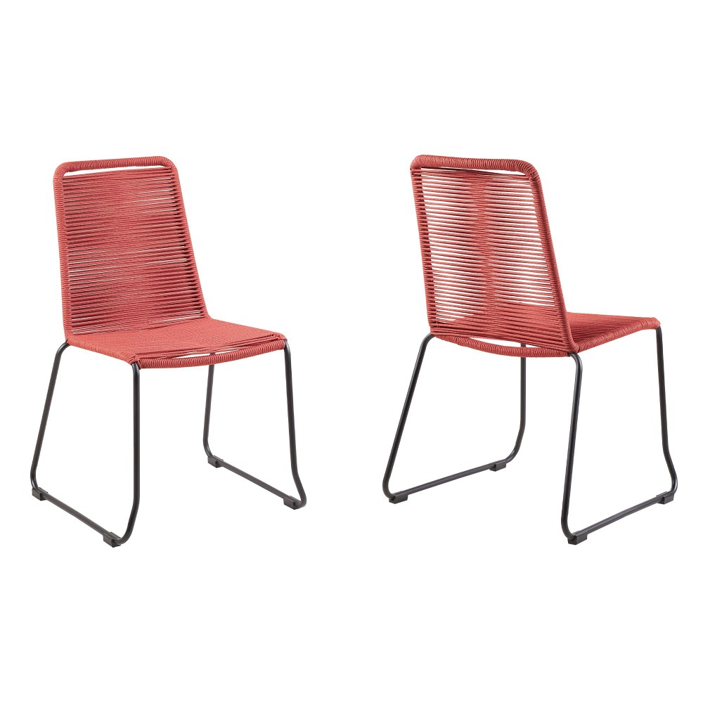 Shasta Metal and Rope Stackable Dining Chair (Set of 2)