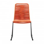 Shasta Metal and Rope Stackable Dining Chair in Tangerine - Set of 2