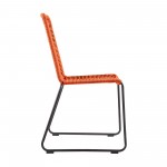 Shasta Metal and Rope Stackable Dining Chair in Tangerine - Set of 2