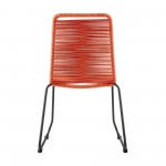 Shasta Metal and Rope Stackable Dining Chair in Tangerine - Set of 2