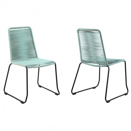 Shasta Metal and Rope Stackable Dining Chair in Wasabi - Set of 2