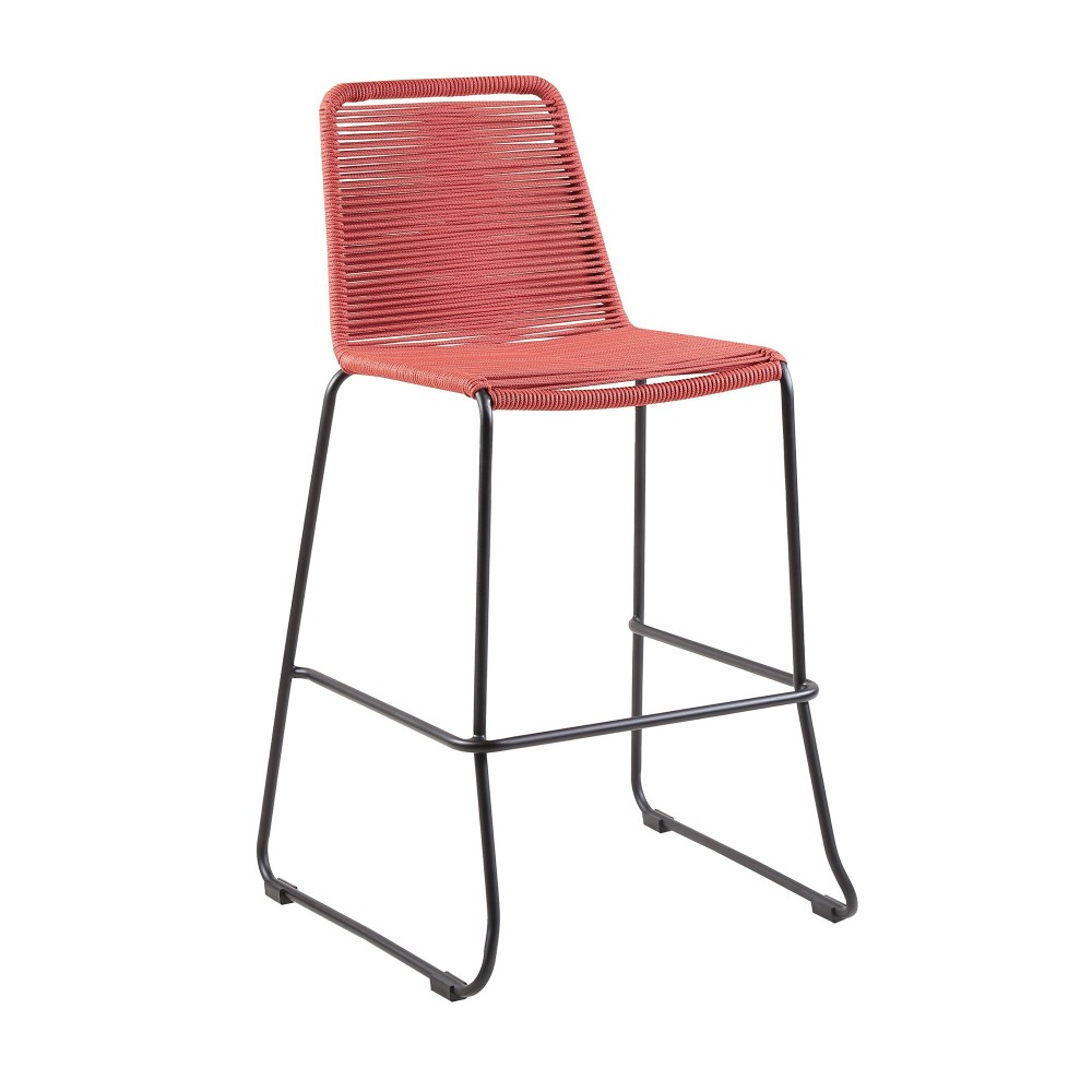 Shasta 26" Metal and Rope Stackable Barstool in Brick Red