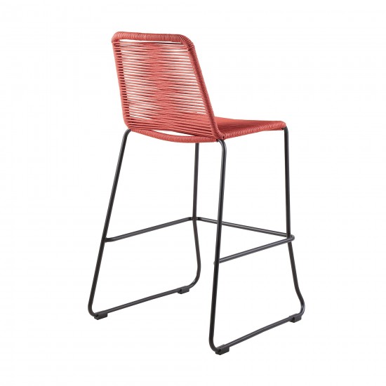 Shasta 26" Metal and Rope Stackable Barstool in Brick Red