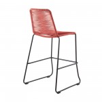Shasta 30" Metal and Rope Stackable Barstool in Brick Red
