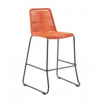 Shasta 26" Metal and Rope Stackable Barstool in Tangerine