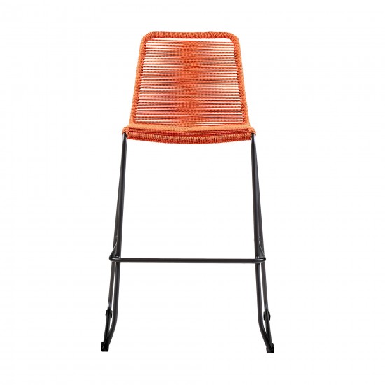 Shasta 26" Metal and Rope Stackable Barstool in Tangerine