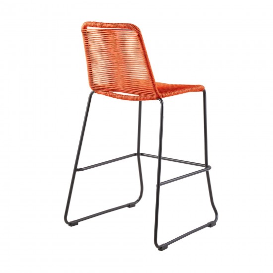 Shasta 26" Metal and Rope Stackable Barstool in Tangerine