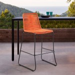 Shasta 30" Metal and Rope Stackable Barstool in Tangerine