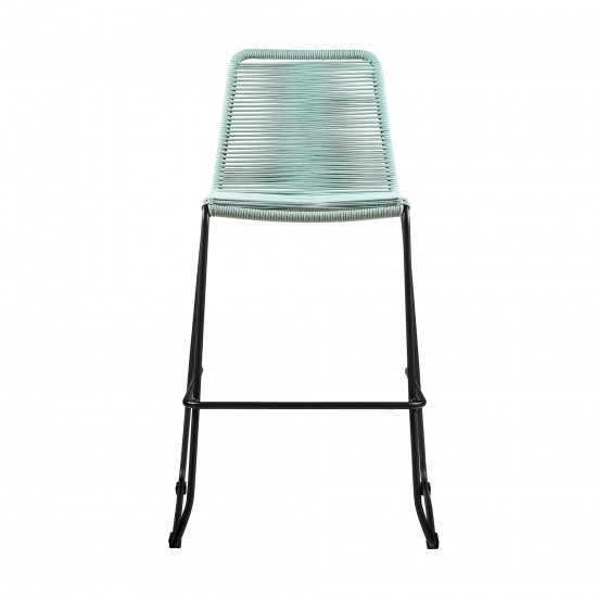 Shasta 30" Metal and Rope Stackable Barstool in Wasabi