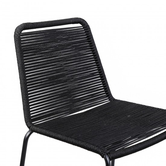 Shasta 30" Outdoor Metal and Black Rope Stackable Barstool