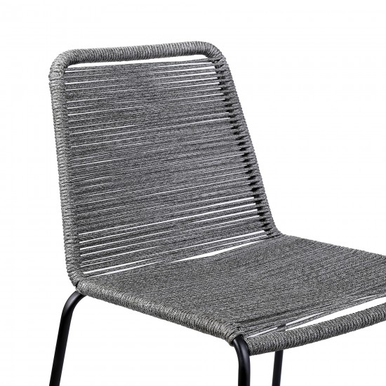 Shasta 30" Outdoor Metal and Grey Rope Stackable Barstool
